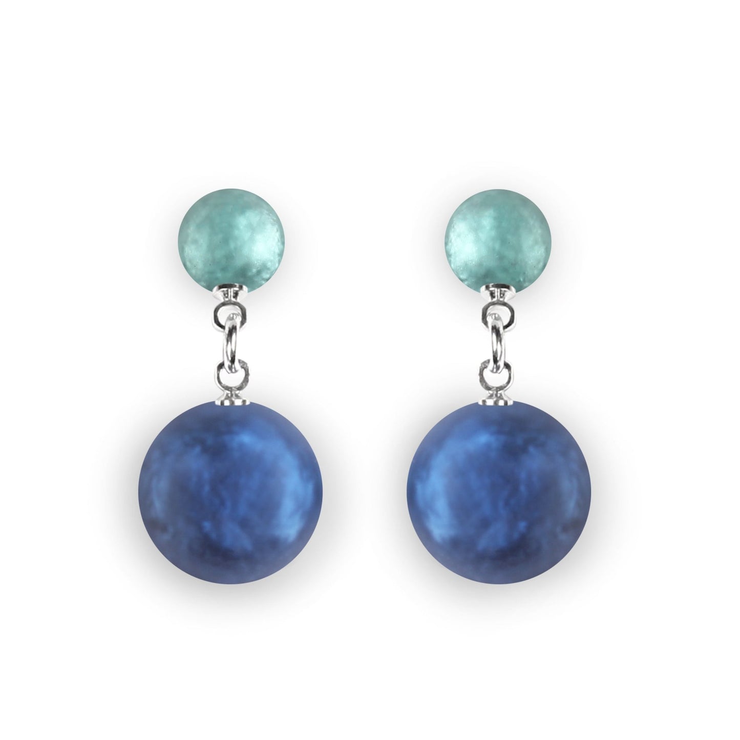 Pacific Cabouchon Matte Double Drop Stud Earrings | The Jewellery Stop