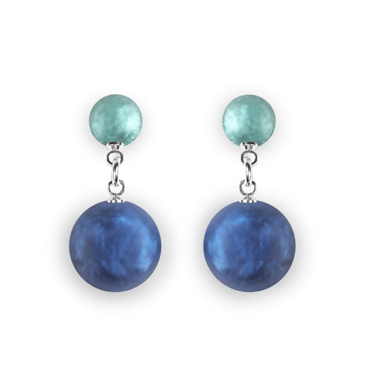 Pacific Cabouchon Matte Double Drop Stud Earrings | The Jewellery Stop