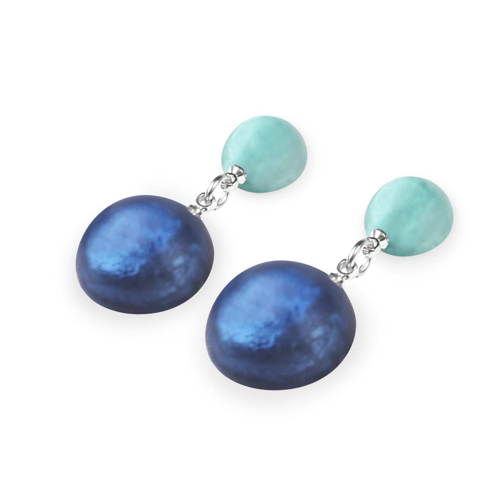 Pacific Cabouchon Matte Double Drop Stud Earrings | The Jewellery Stop