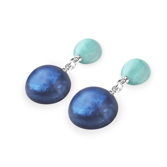Pacific Cabouchon Matte Double Drop Stud Earrings | The Jewellery Stop