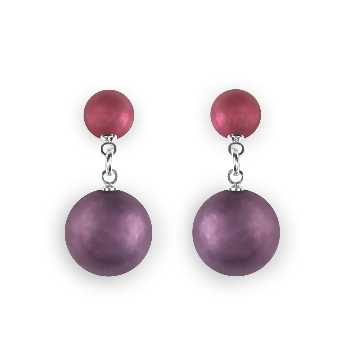 Rainbow Cabouchon Matte Double Drop Stud Earrings