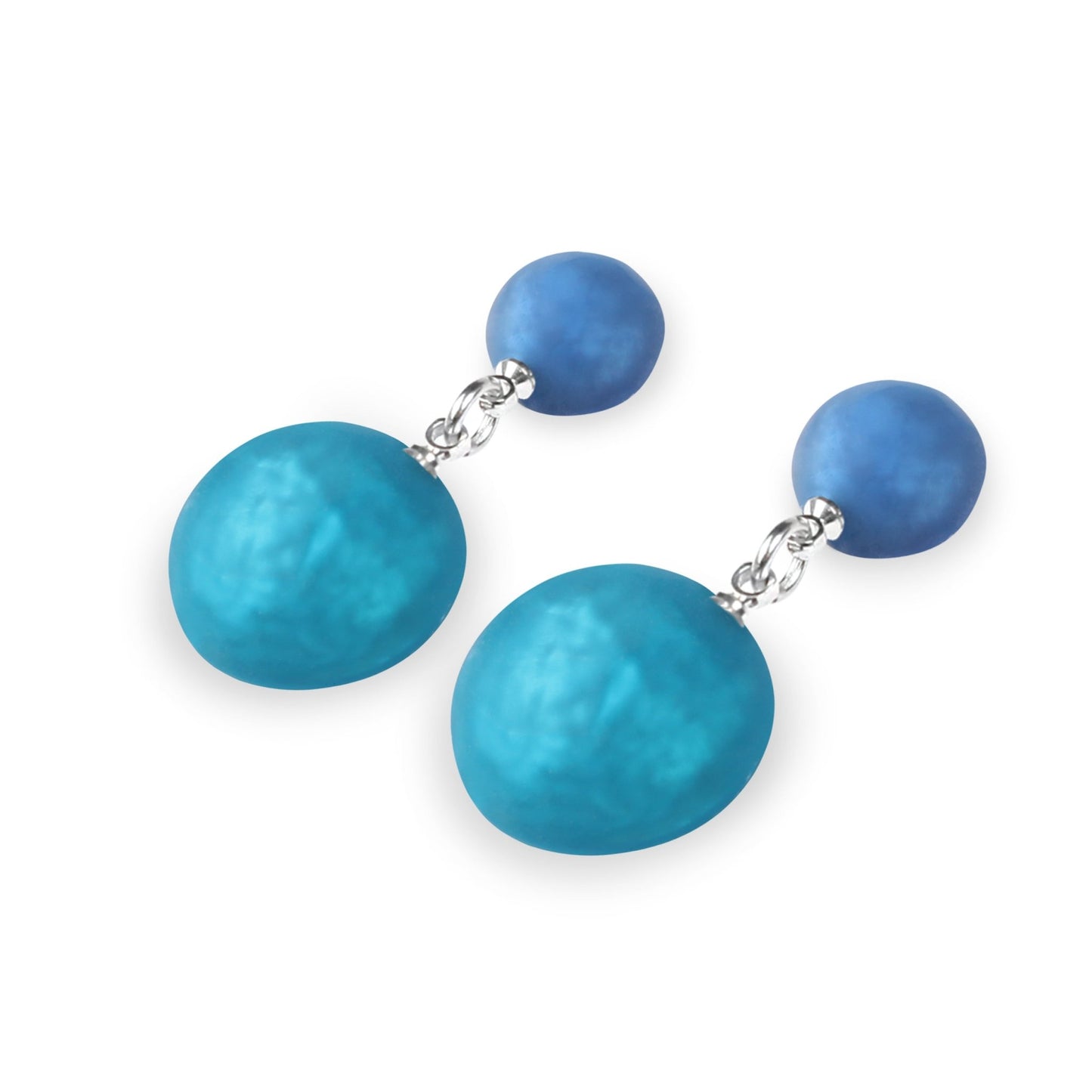 Turquoise Cabouchon Matte Double Drop Stud Earrings | The Jewellery Stop
