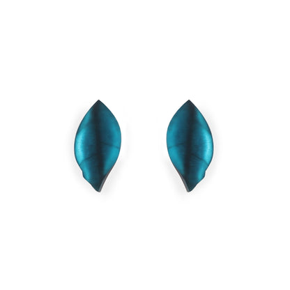 Turquoise Skeletal Leaf Matte Stud Earrings | The Jewellery Stop
