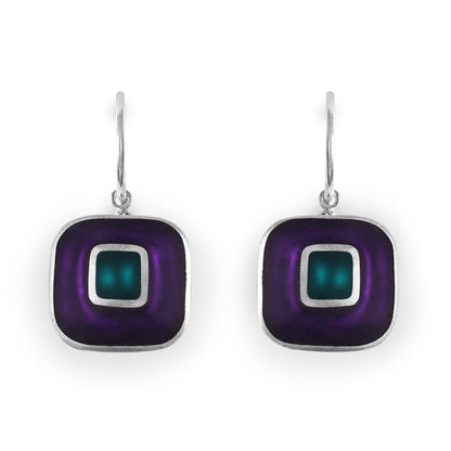 Peacock Retro Squares Matte Creole Earrings | The Jewellery Stop