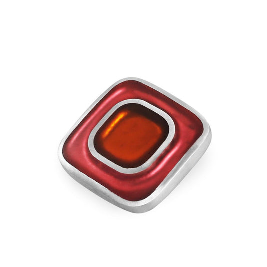 Coral Retro Squares Matte Brooch | The Jewellery Stop