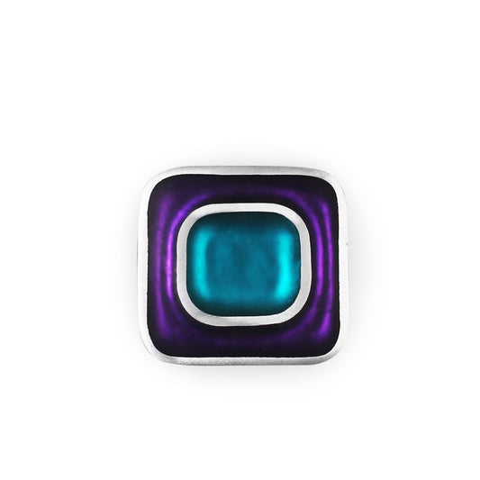 Peacock Retro Squares Matte Brooch | The Jewellery Stop