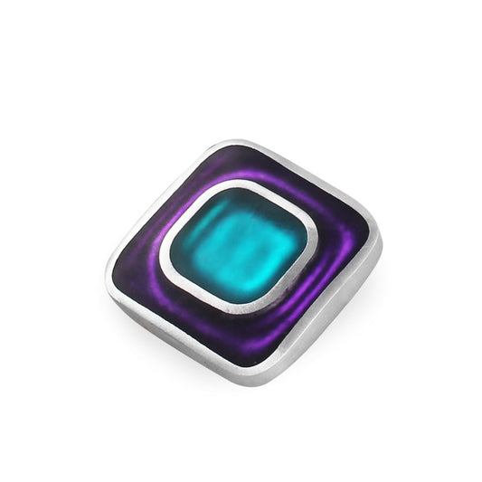 Peacock Retro Squares Matte Brooch | The Jewellery Stop