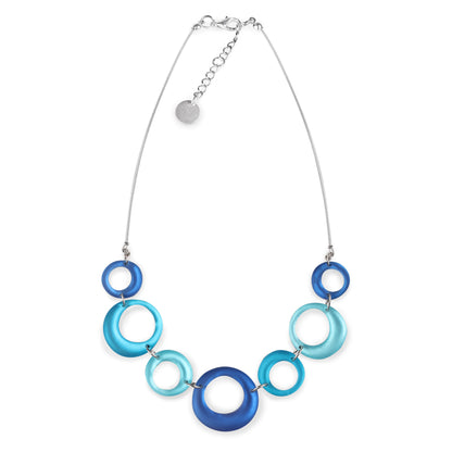 Turquoise Hollow Circles Large Matte Necklace