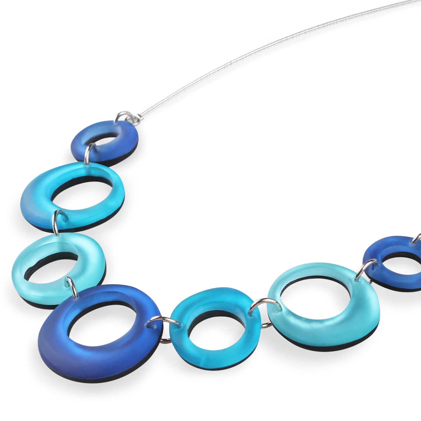 Turquoise Hollow Circles Large Matte Necklace