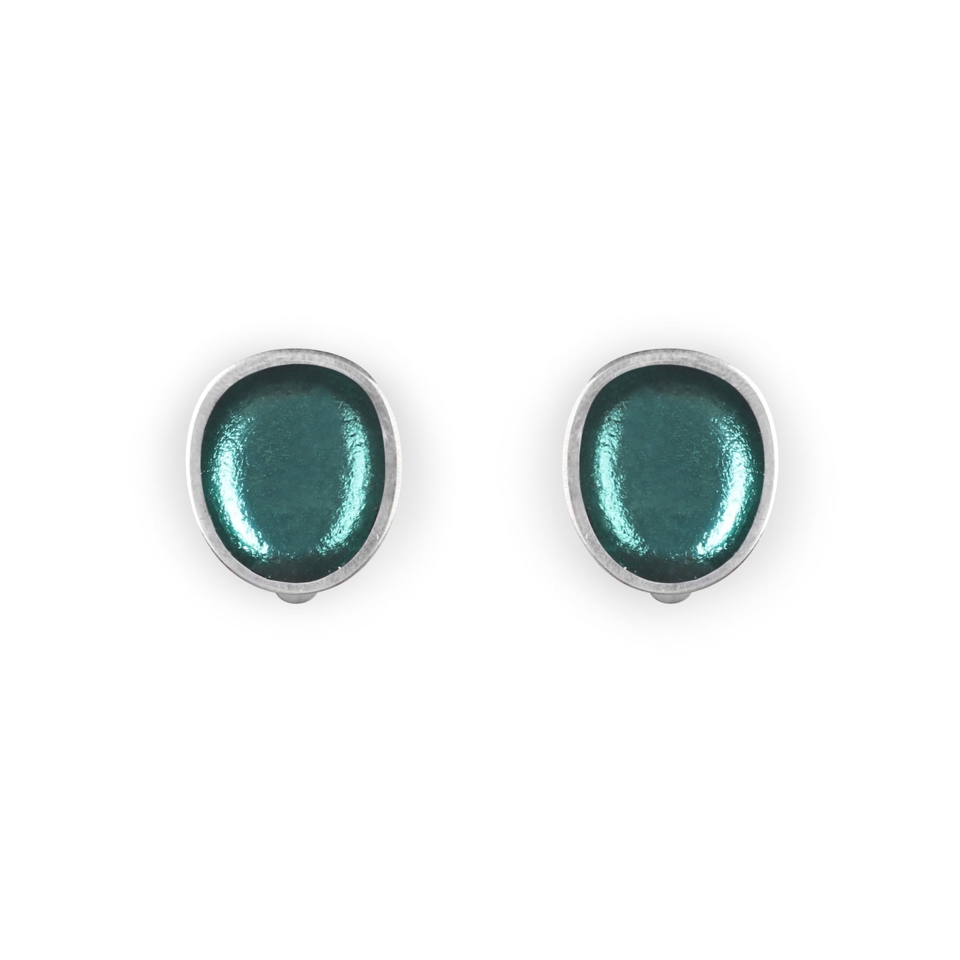 Aqua Pewter Pebble Shiny Clip Earrings | The Jewellery Stop
