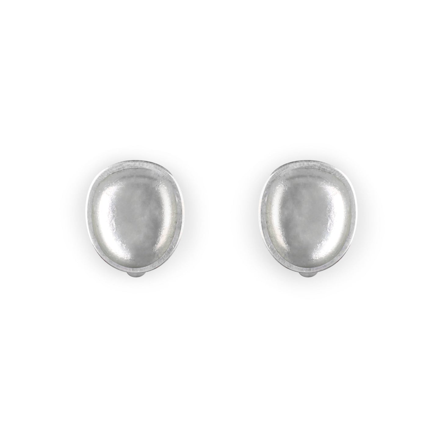 Silver Pewter Pebble Shiny Clip Earrings | The Jewellery Stop