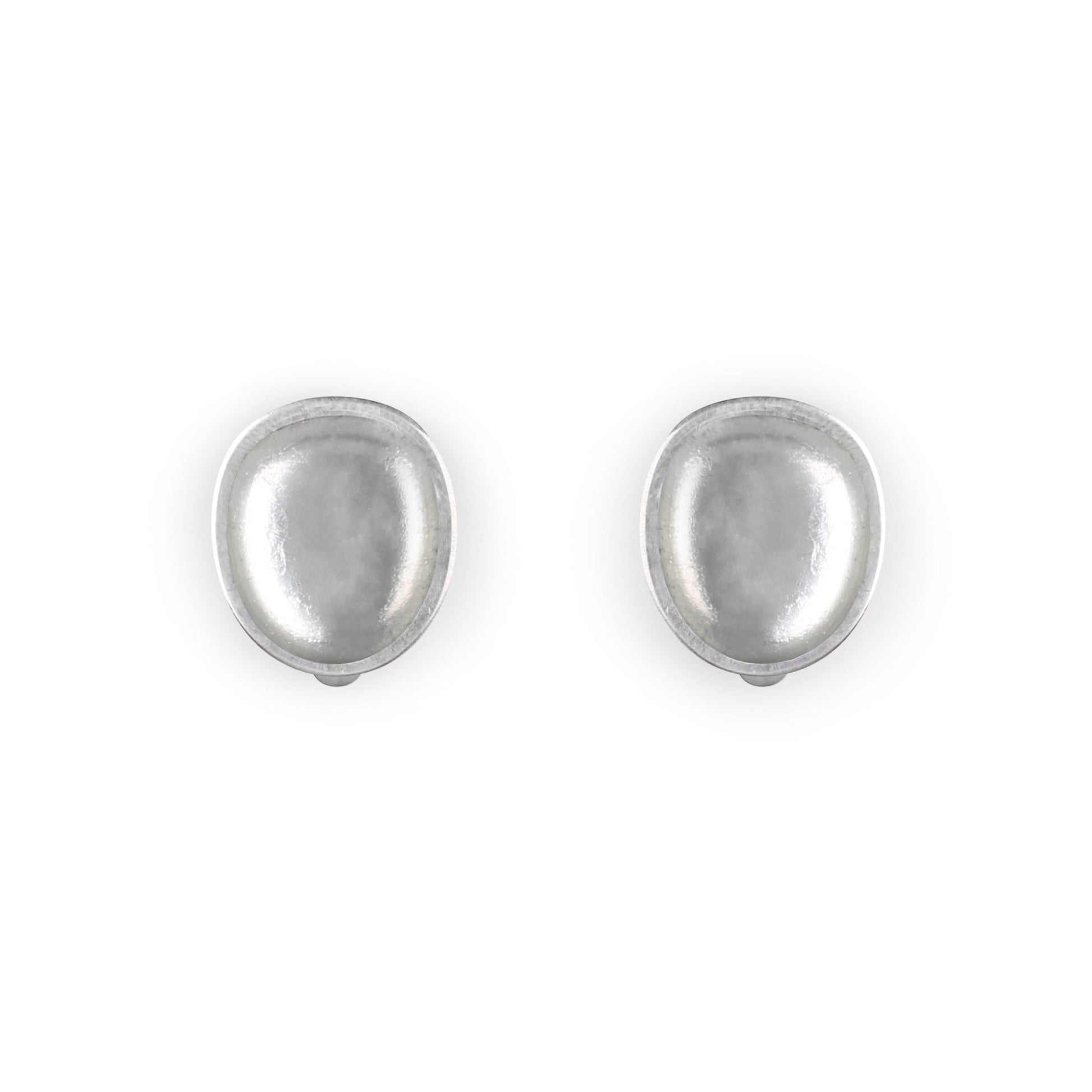 Silver Pewter Pebble Shiny Clip Earrings | The Jewellery Stop