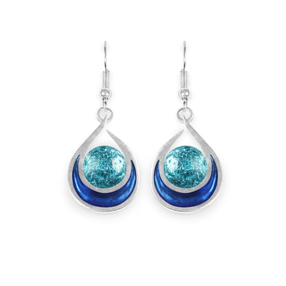 Turquoise Raindrop Shiny Fish Hook Earrings | The Jewellery Stop
