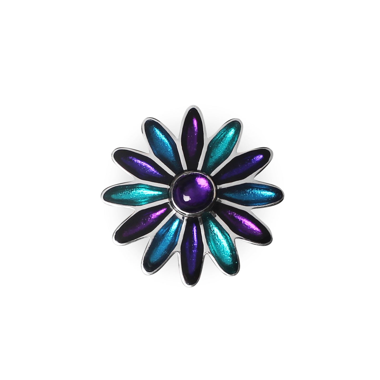 Peacock Daisy Shiny Brooch | The Jewellery Stop