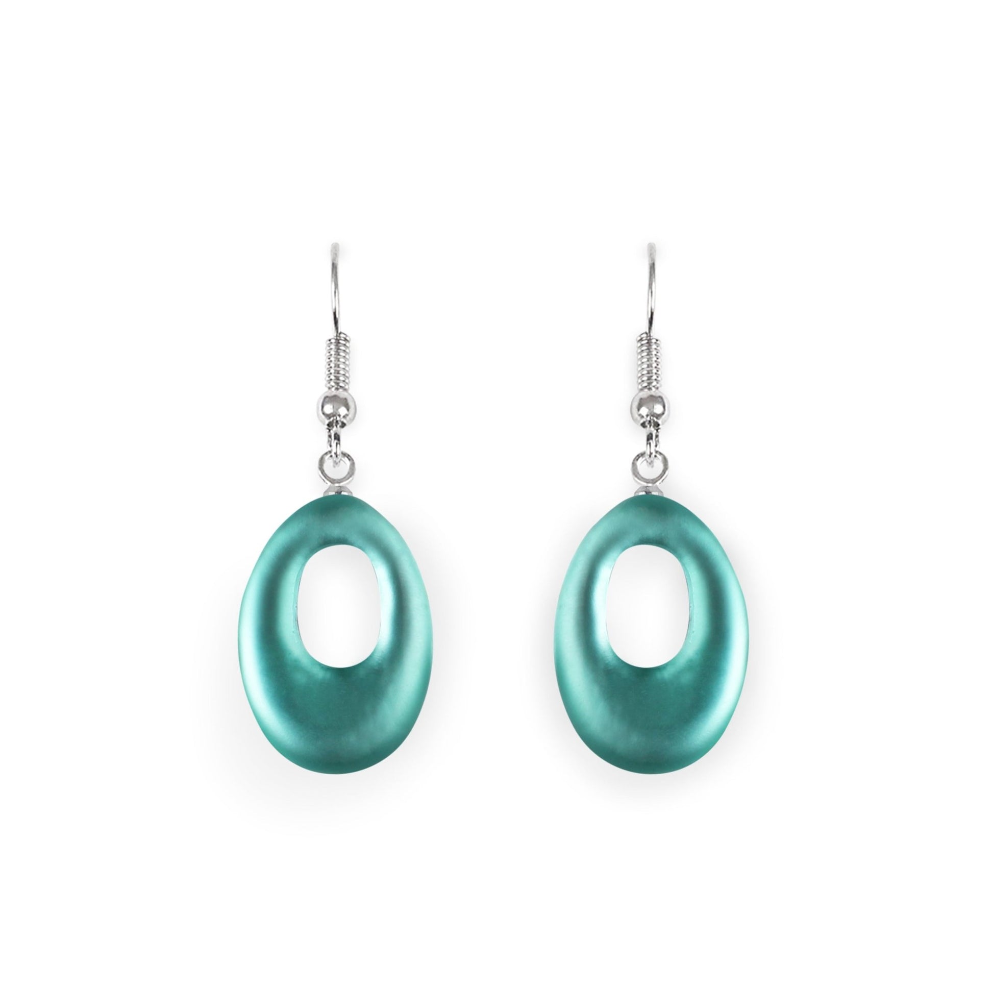 Mint Hollow Nuggets Matte Fish Hook Earrings | The Jewellery Stop