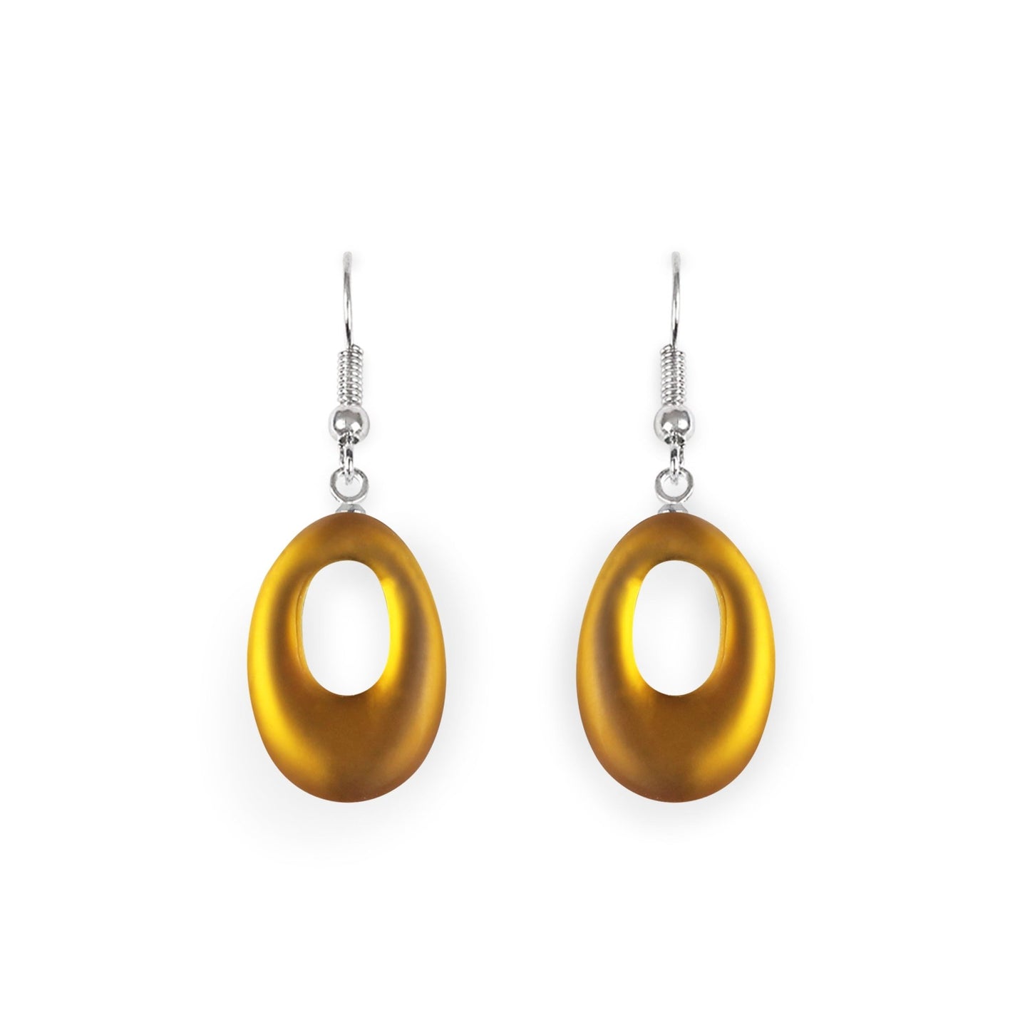 Palomino Hollow Nuggets Matte Fish Hook Earrings | The Jewellery Stop
