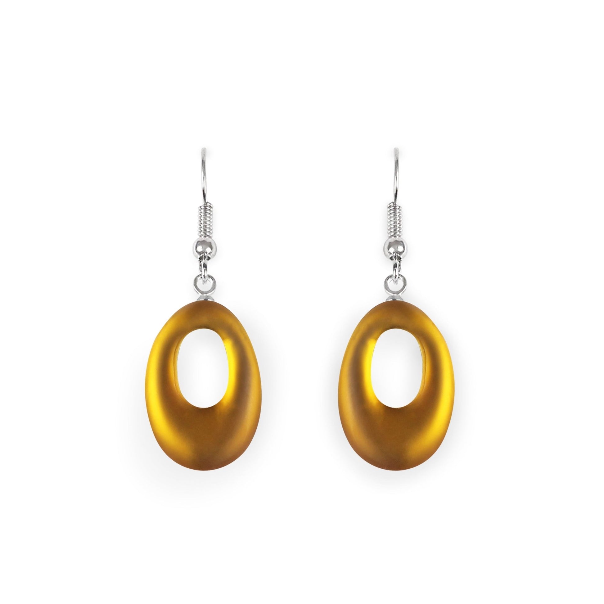 Palomino Hollow Nuggets Matte Fish Hook Earrings | The Jewellery Stop