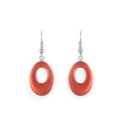 Peach Hollow Nuggets Matte Fish Hook Earrings | The Jewellery Stop