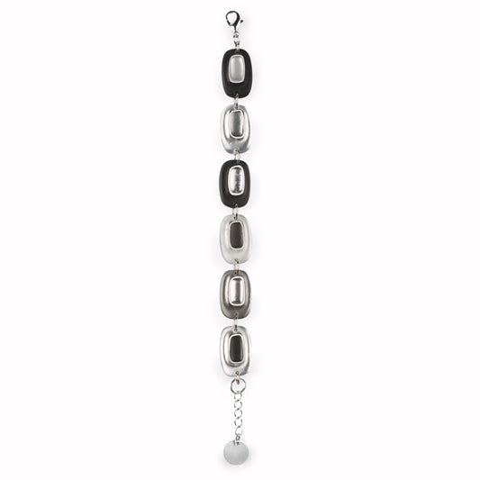 Black Retro Ovals Matte Bracelet | The Jewellery Stop