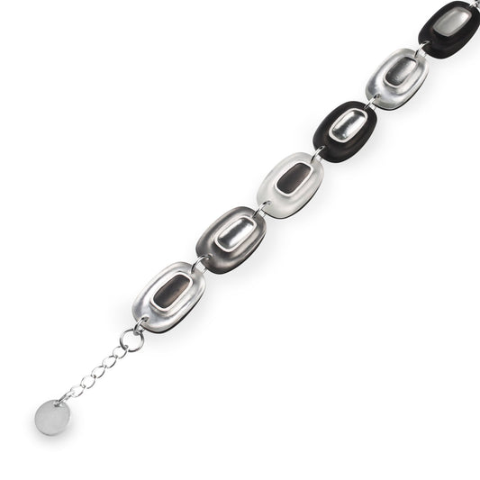 Black Retro Ovals Matte Bracelet | The Jewellery Stop
