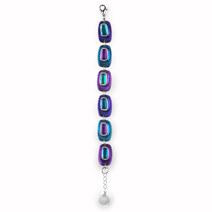 Peacock Retro Ovals Matte Bracelet | The Jewellery Stop
