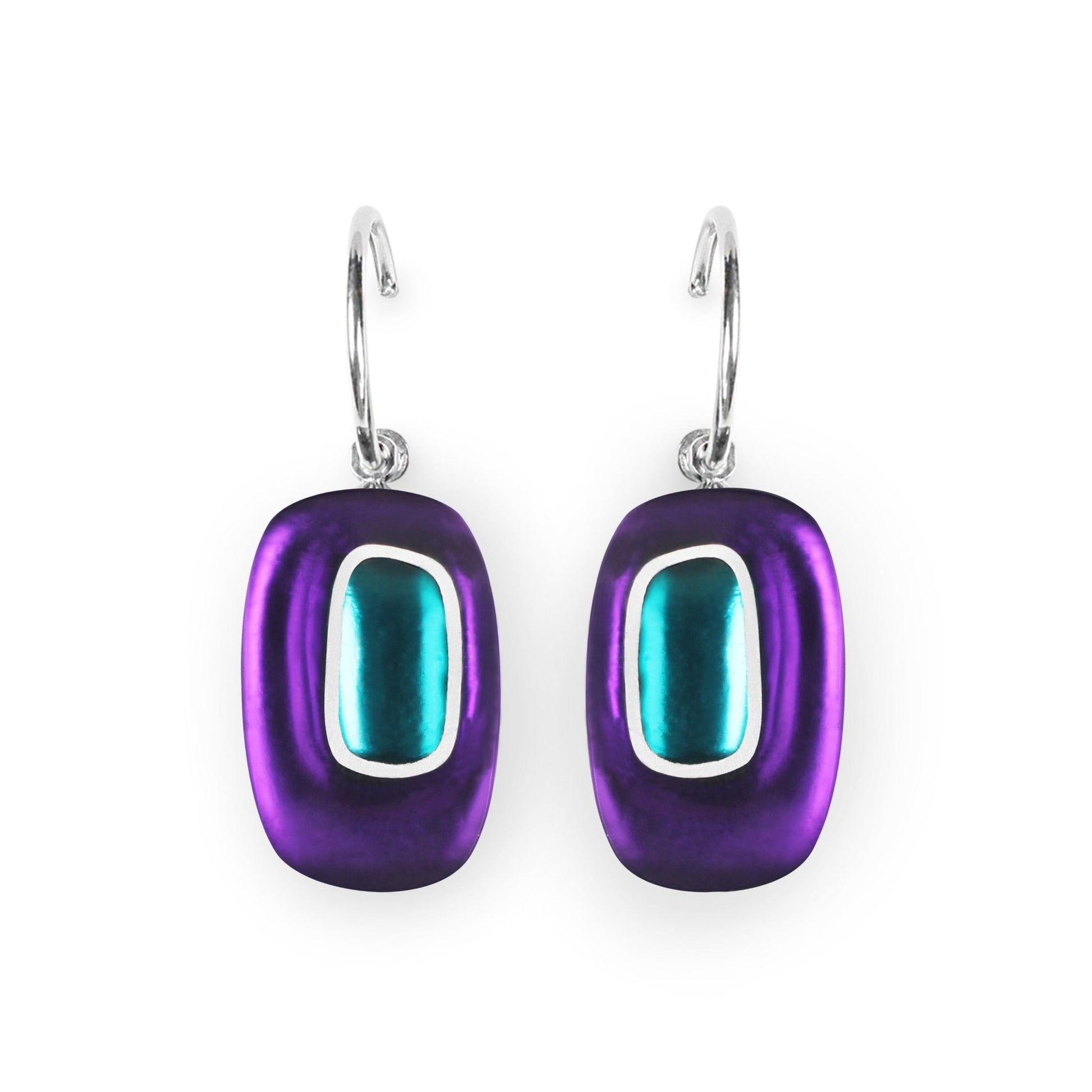 Peacock Retro Ovals Matte Creole Earrings | The Jewellery Stop