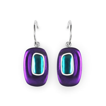 Peacock Retro Ovals Matte Creole Earrings | The Jewellery Stop