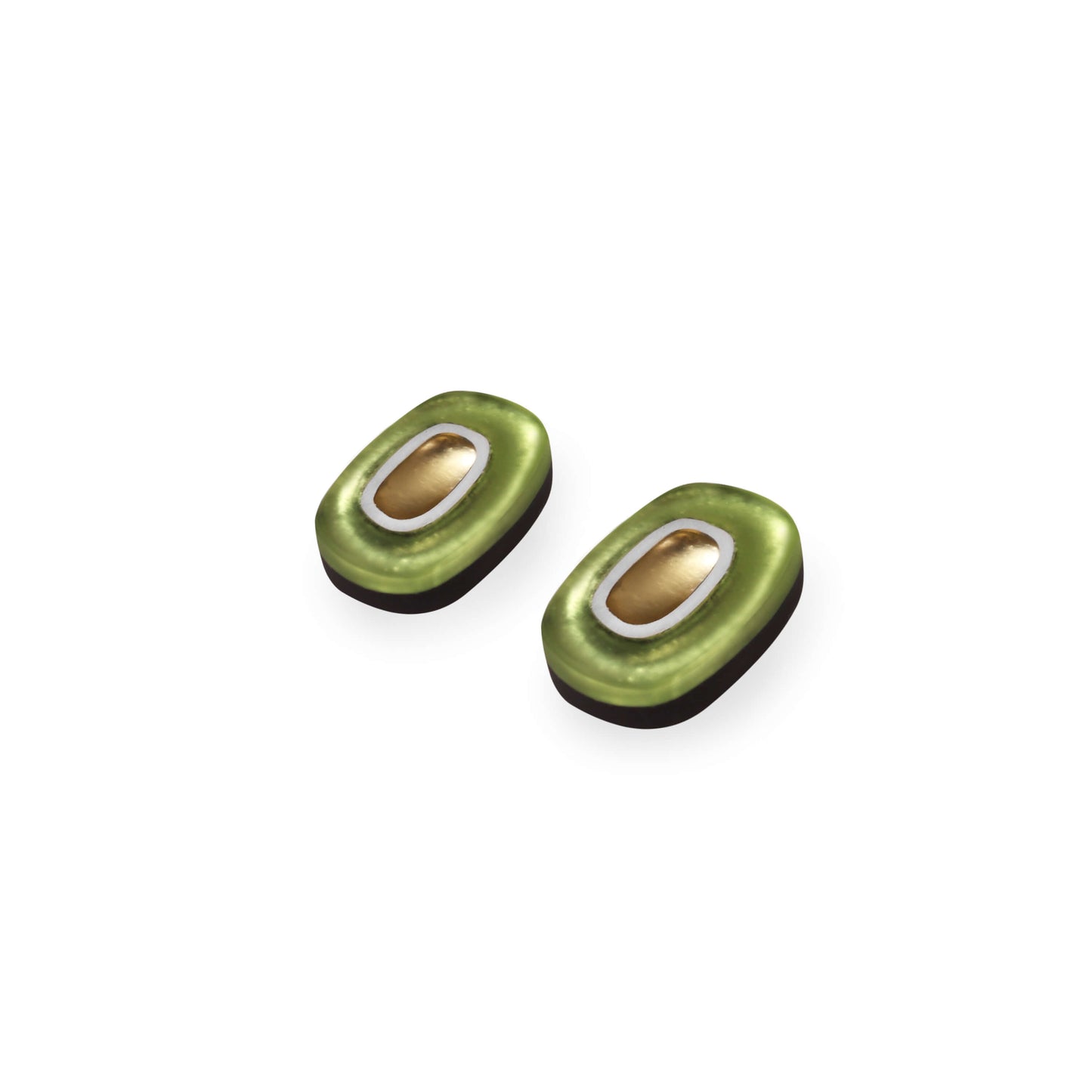 Kiwi Retro Ovals Matte Stud Earrings