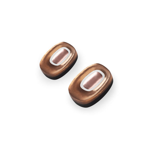 Nougat Retro Ovals Matte Stud Earrings | The Jewellery Stop