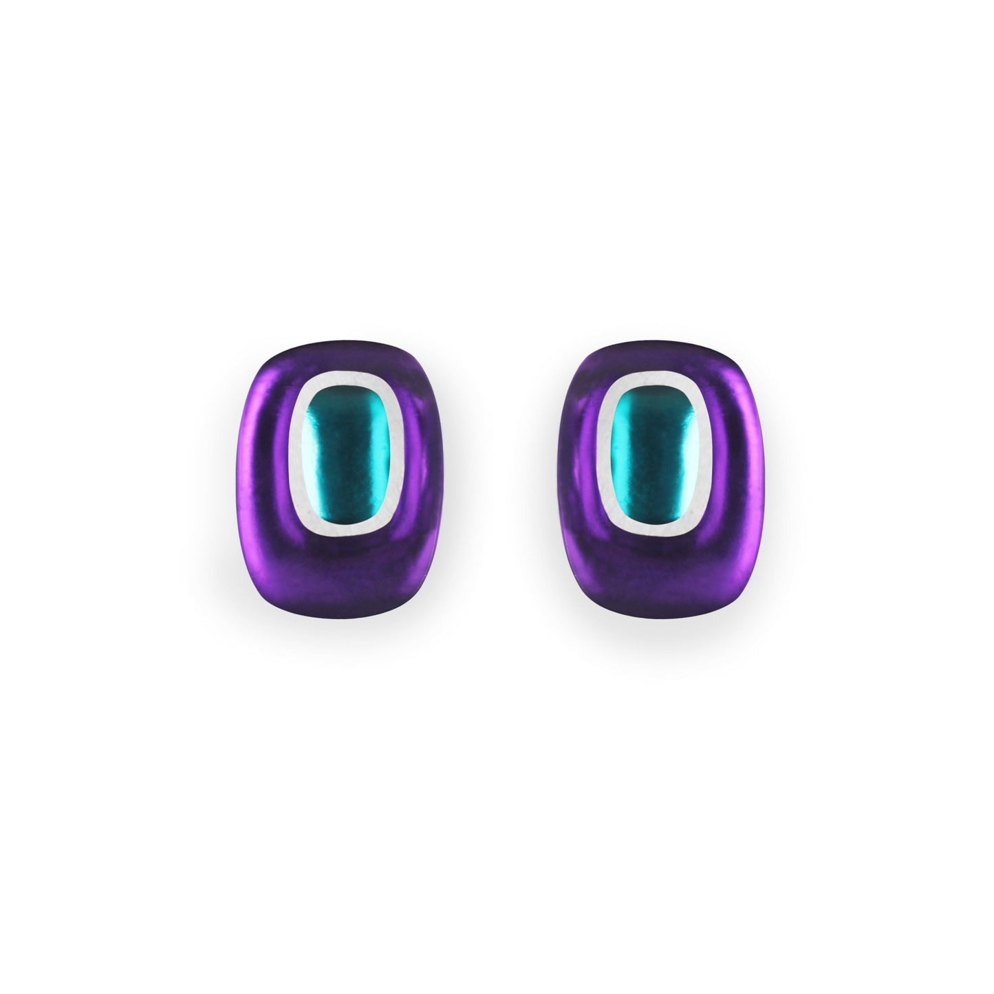 Peacock Retro Ovals Matte Stud Earrings | The Jewellery Stop