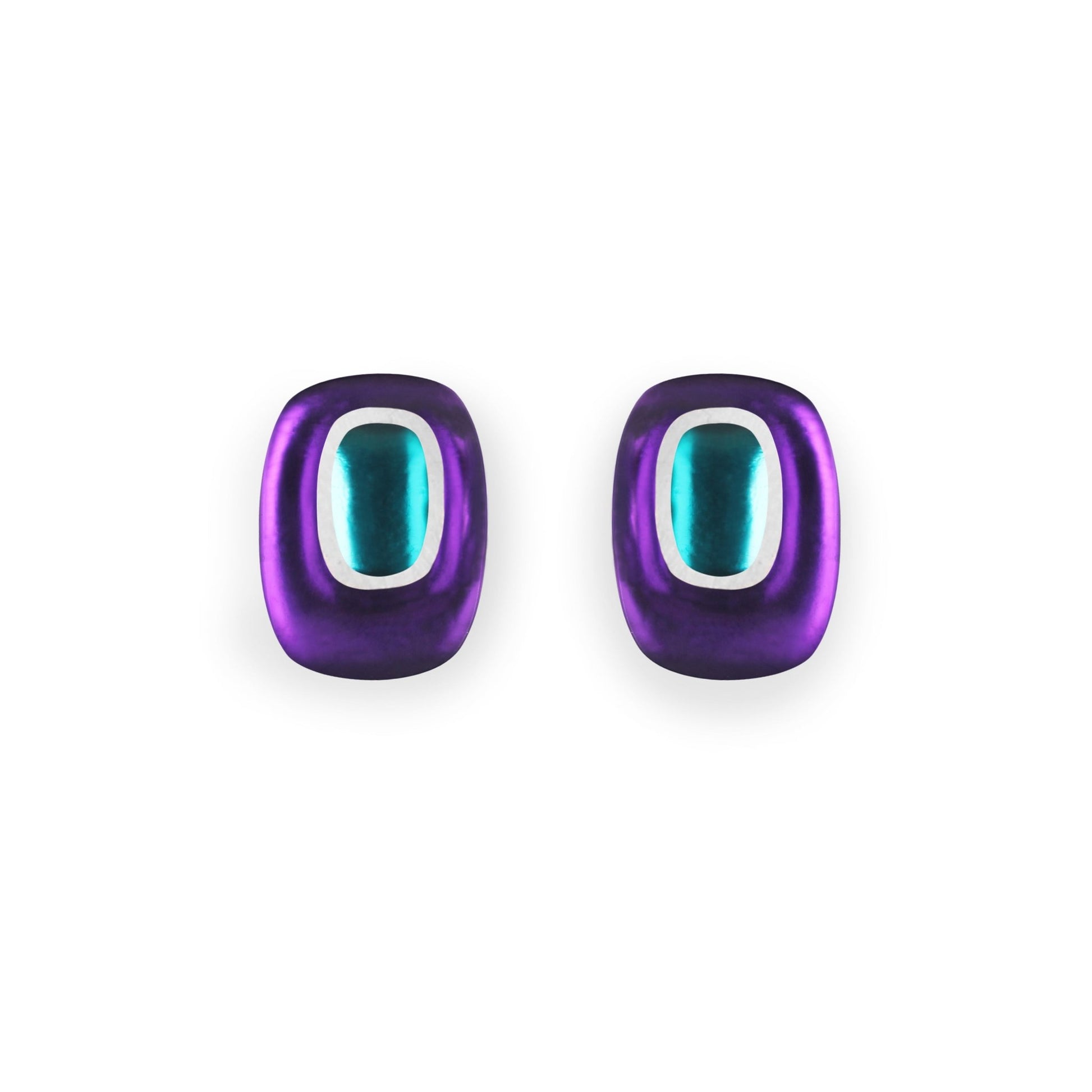 Peacock Retro Ovals Matte Stud Earrings | The Jewellery Stop