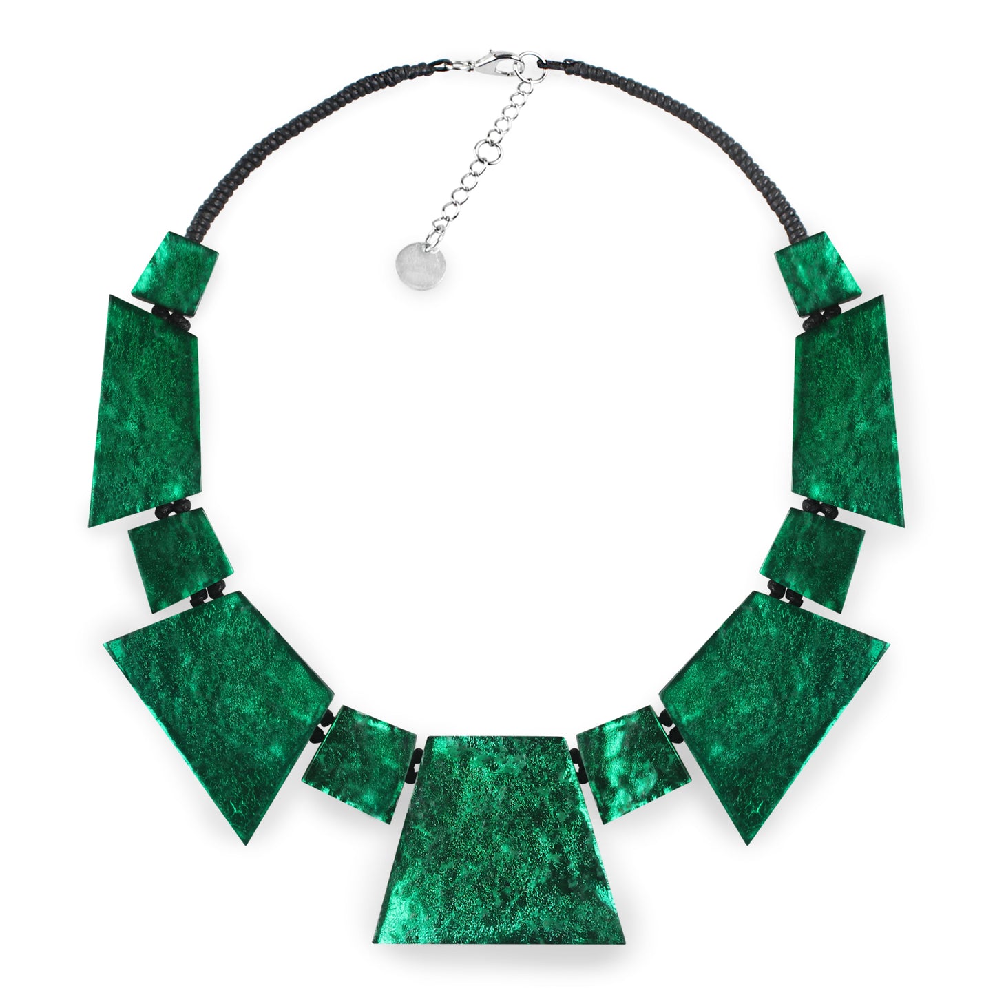 Emerald Aztec Jagged Collar Shiny Necklace