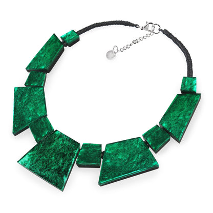 Emerald Aztec Jagged Collar Shiny Necklace