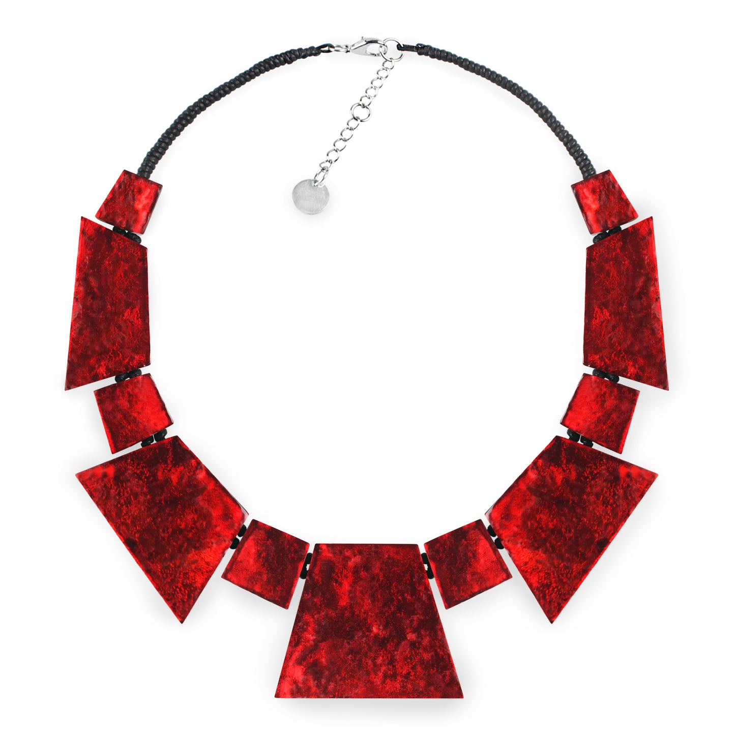 Red Aztec Jagged Collar Shiny Necklace