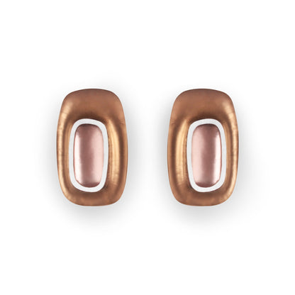 Nougat Retro Ovals Matte Clip Earrings | The Jewellery Stop