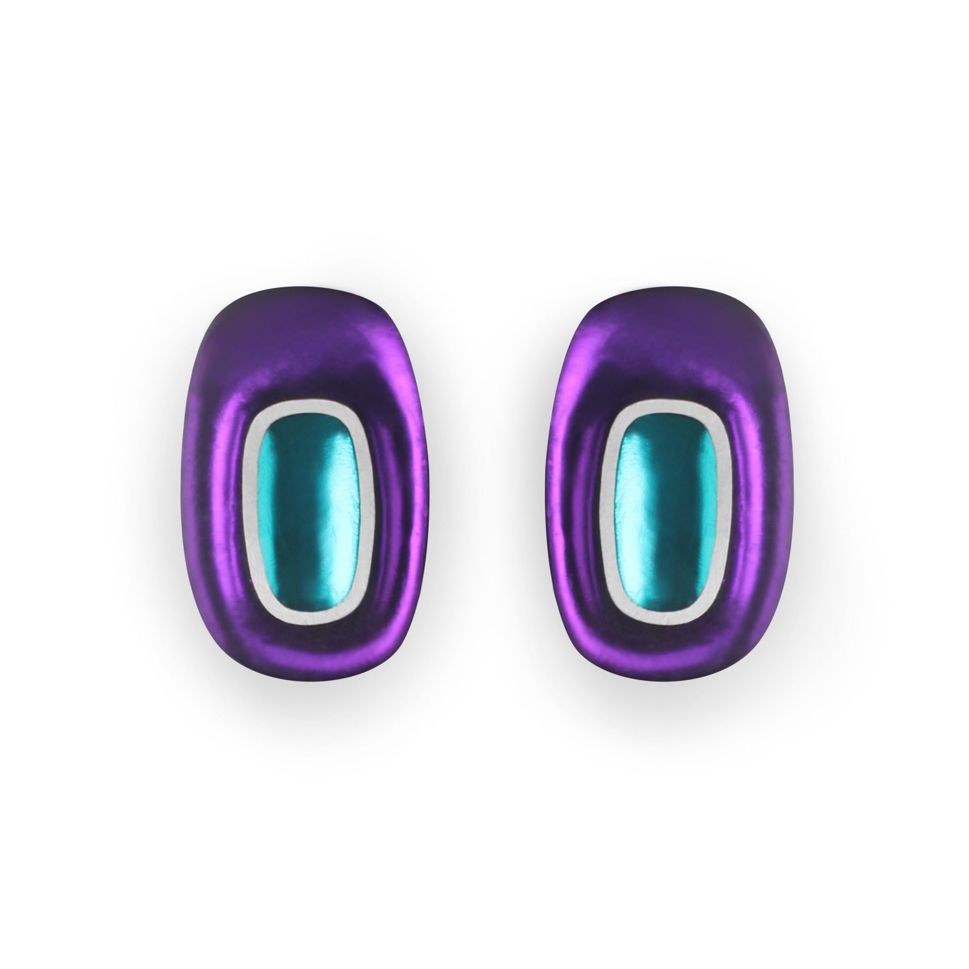 Peacock Retro Ovals Matte Clip Earrings | The Jewellery Stop