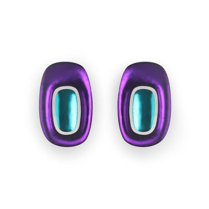 Peacock Retro Ovals Matte Clip Earrings | The Jewellery Stop