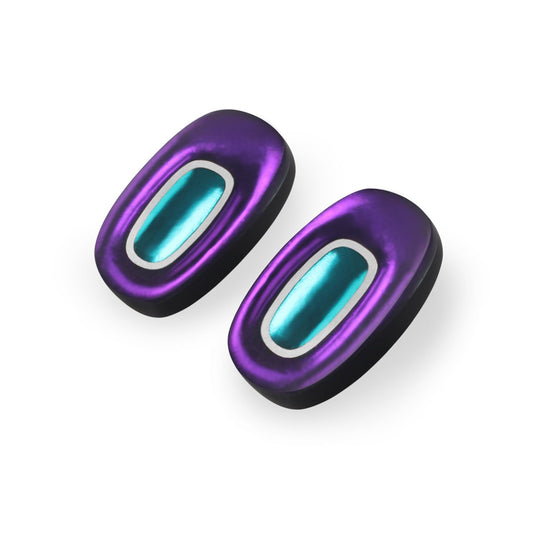 Peacock Retro Ovals Matte Clip Earrings | The Jewellery Stop