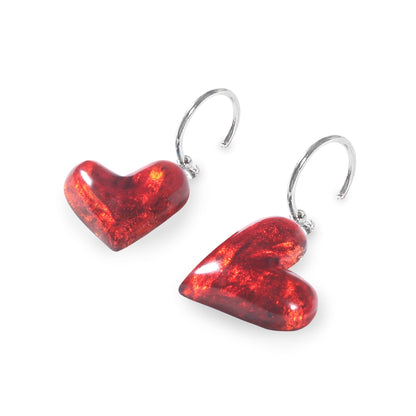 Red Antique Heart Shiny Creole Earrings | The Jewellery Stop