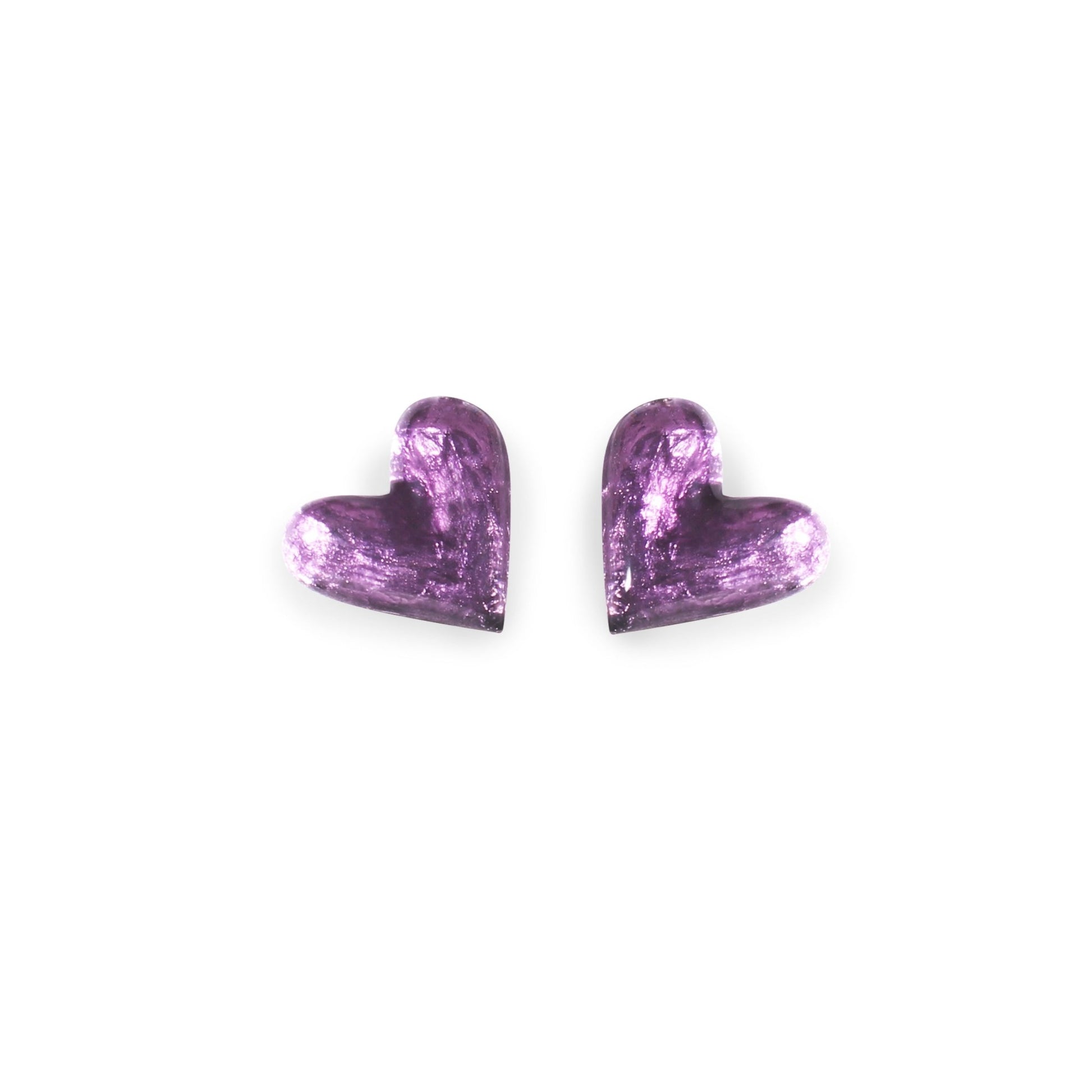 Purple Antique Heart Shiny Stud Earrings | The Jewellery Stop