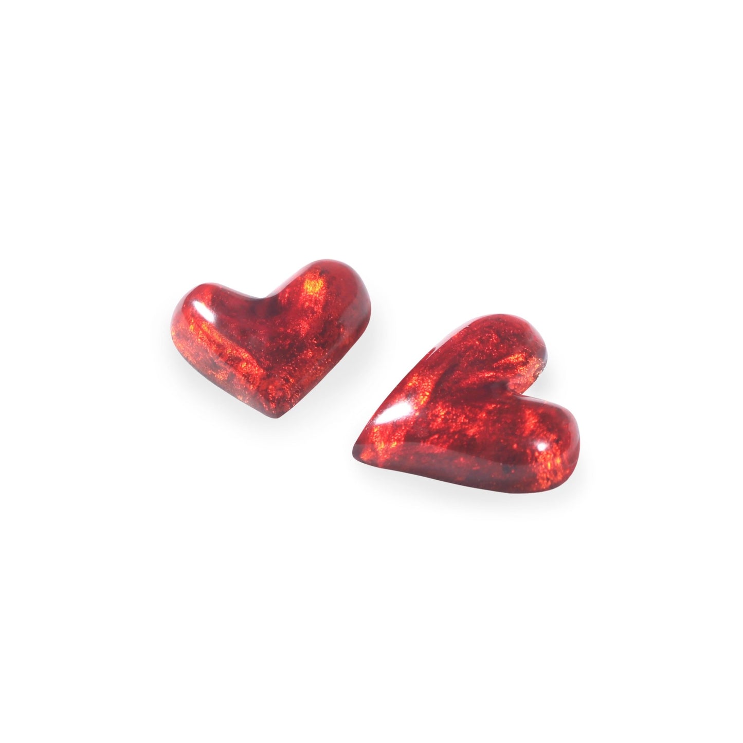 Red Antique Heart Shiny Stud Earrings | The Jewellery Stop