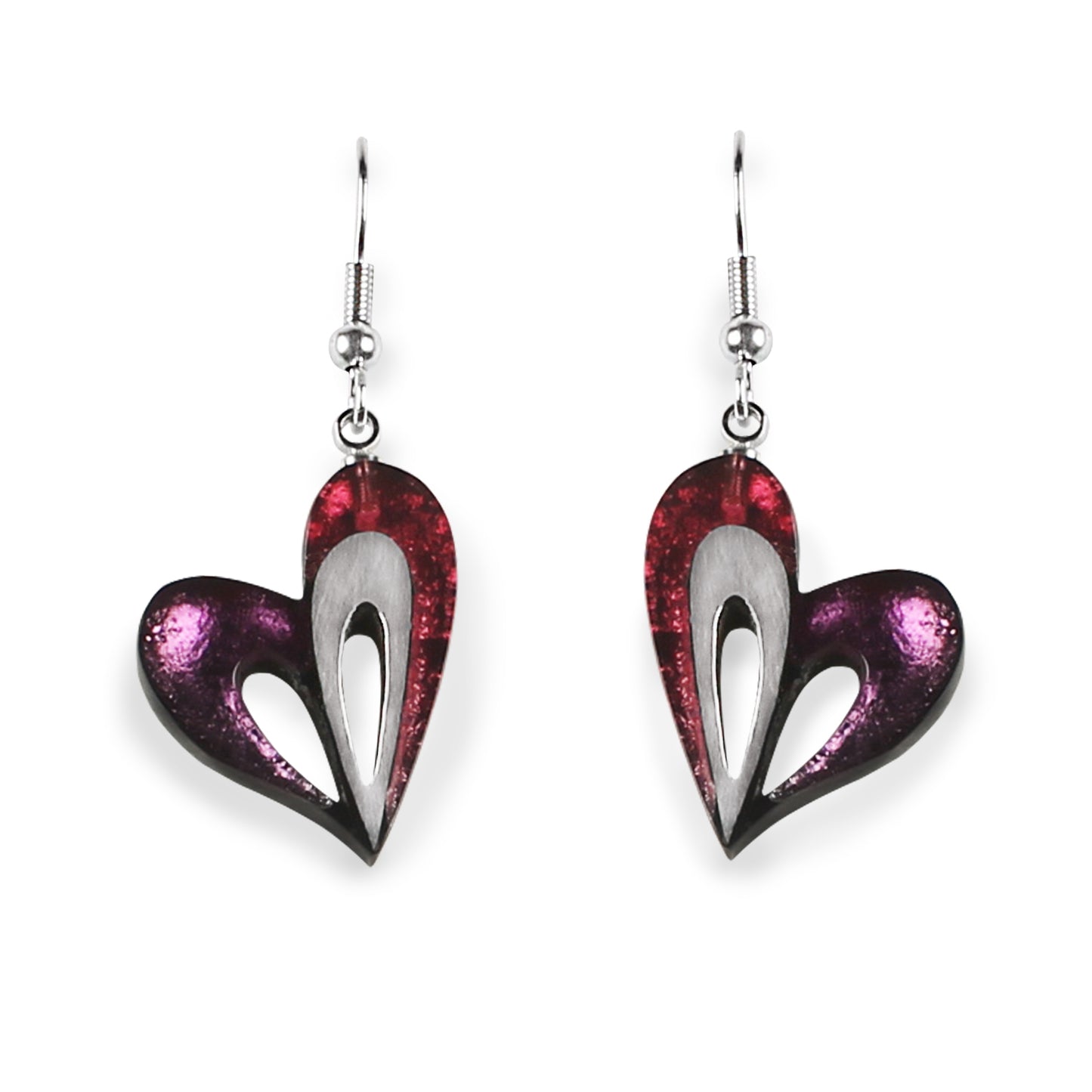 Rio Heart Loop Shiny Fish Hook Earrings | The Jewellery Stop