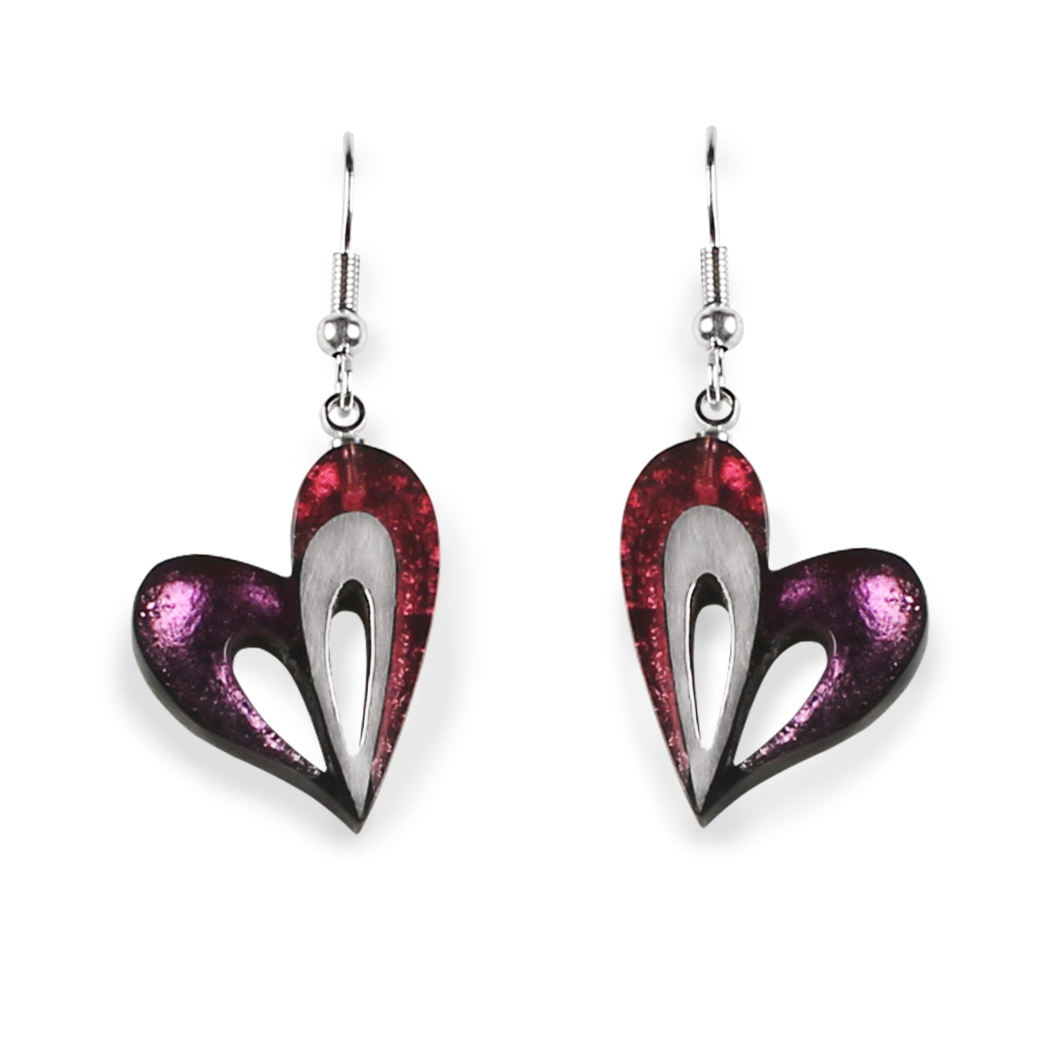 Rio Heart Loop Shiny Fish Hook Earrings | The Jewellery Stop