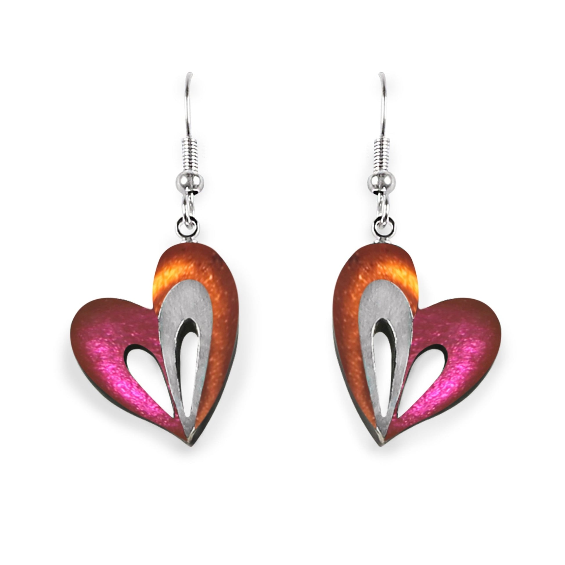 Sherbet Heart Loop Shiny Fish Hook Earrings | The Jewellery Stop