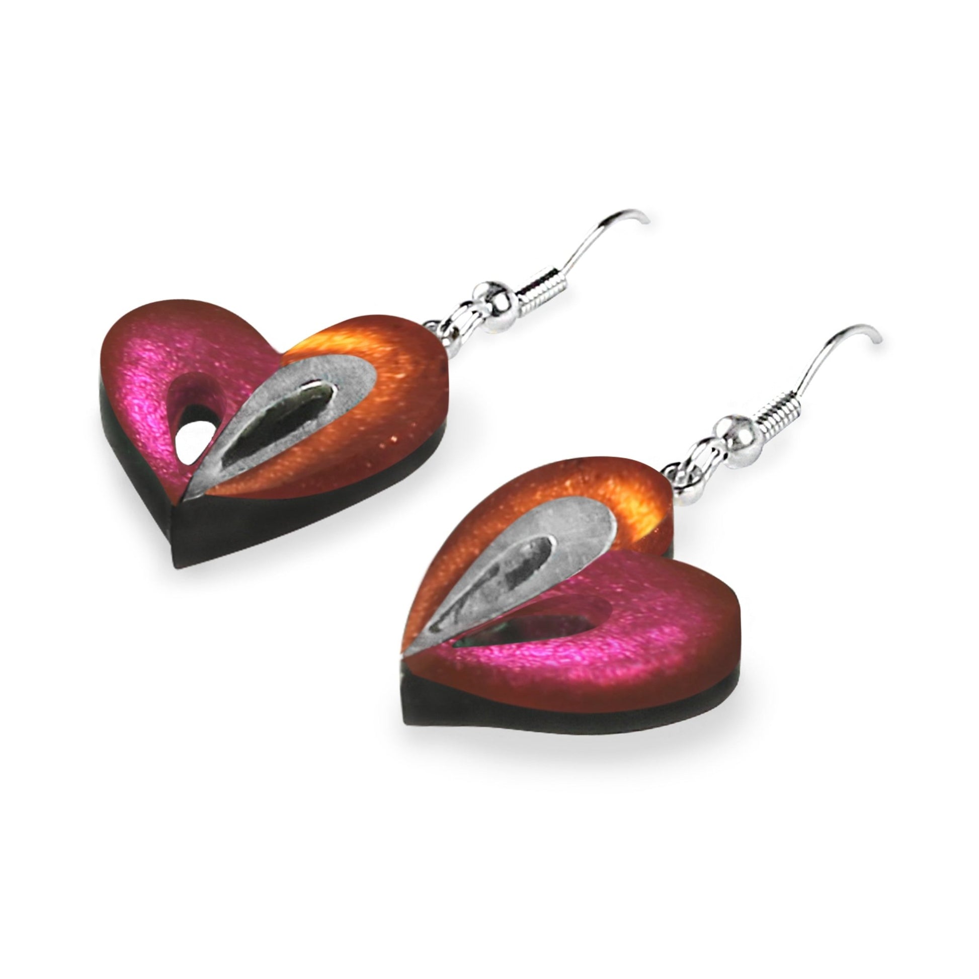 Sherbet Heart Loop Shiny Fish Hook Earrings | The Jewellery Stop