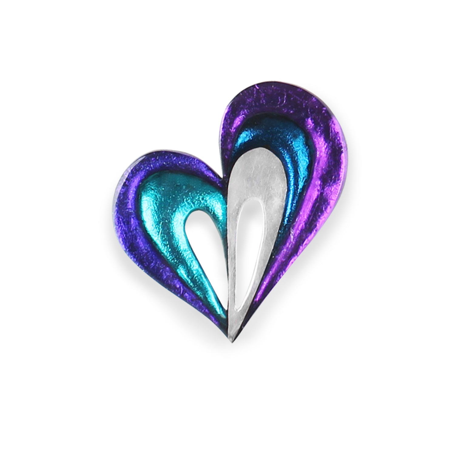 Peacock Heart Loop Shiny Brooch | The Jewellery Stop