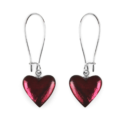 Pink Love Heart Shiny Loop Earrings | The Jewellery Stop
