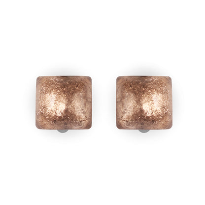 Nougat Cabouchon Squares Shiny Clip Earrings | The Jewellery Stop