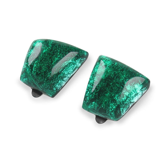 Emerald Cleopatra Shiny Clip Earrings | The Jewellery Stop