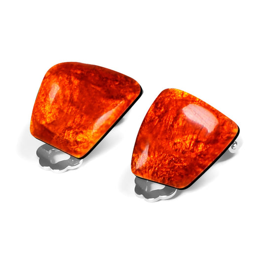 Orange Cleopatra Shiny Clip Earrings | The Jewellery Stop